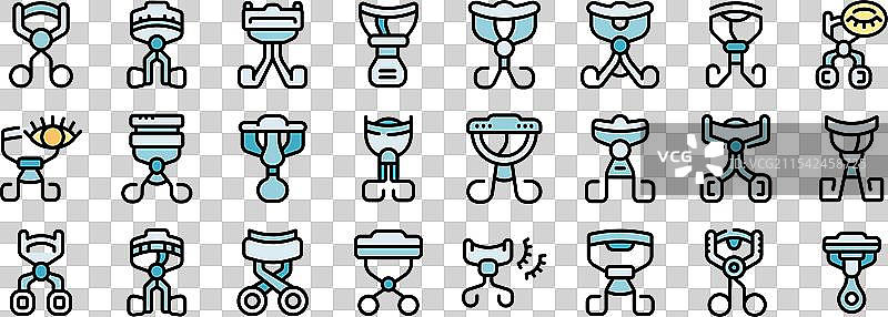 现代线条风格的睫毛夹图标集图片素材