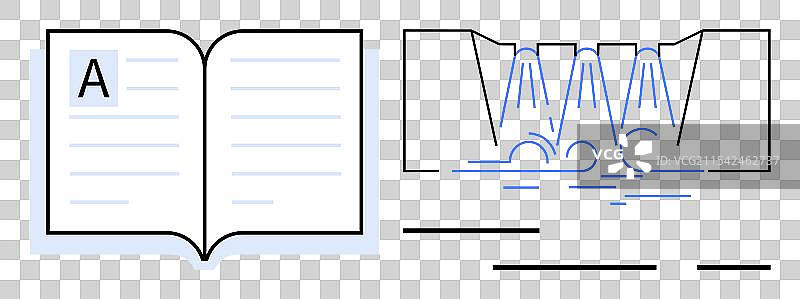 打开的书和突出的水坝图片素材