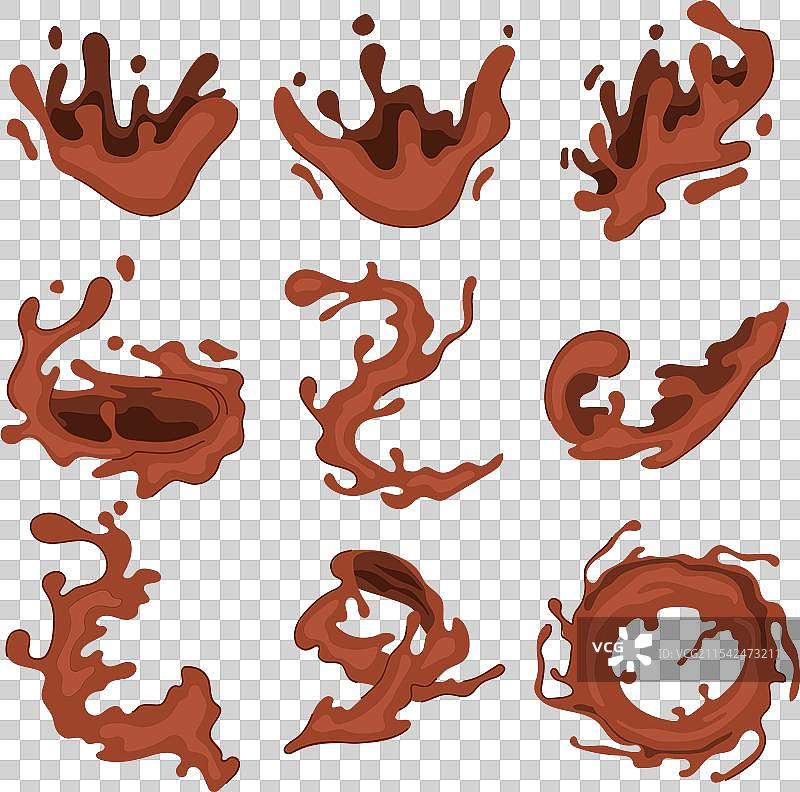 巧克力飞溅卡通套装图片素材