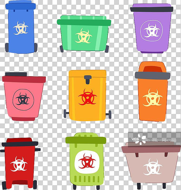 医疗废物垃圾桶卡通图案图片素材