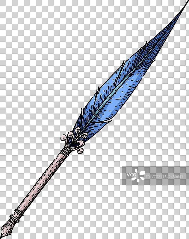 羽毛钢笔素描手绘图片素材