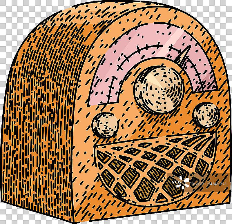 复古调谐器收音机手绘草图图片素材