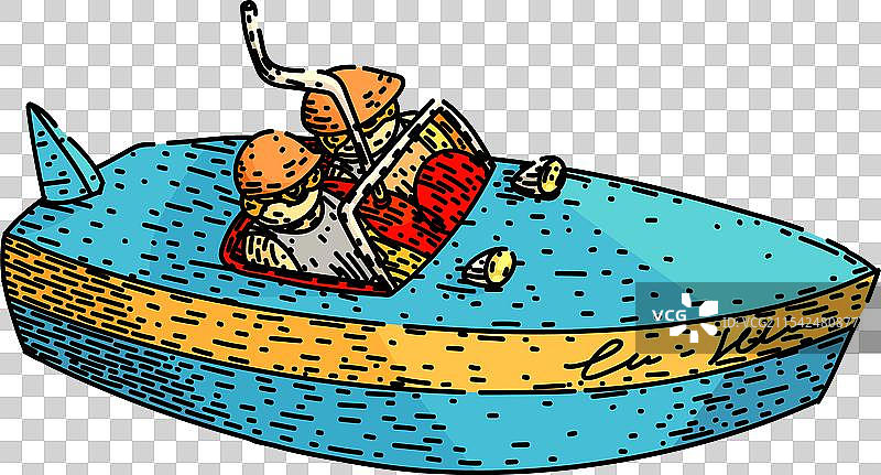 手绘独木舟玩具船草图图片素材