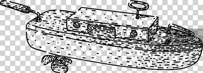 手绘的小艇玩具船草图图片素材