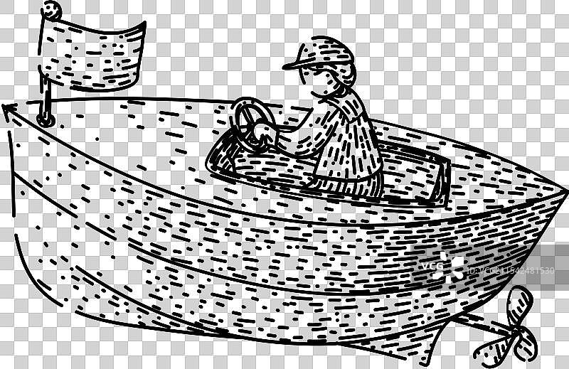 游艇玩具船手绘草图图片素材