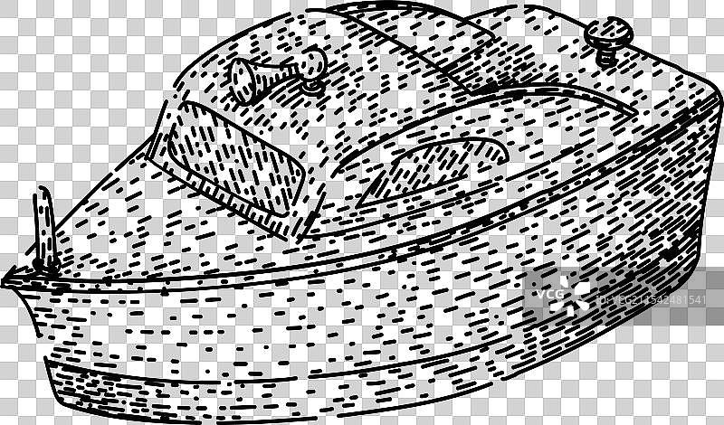 手绘的皮划艇玩具船草图图片素材