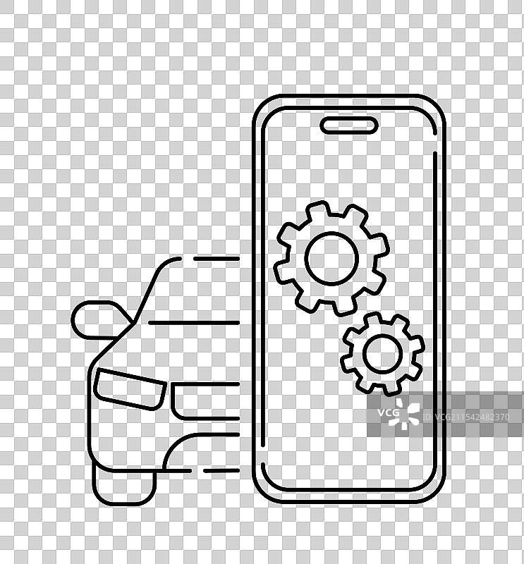 智能汽车线条图标，自动控制图片素材