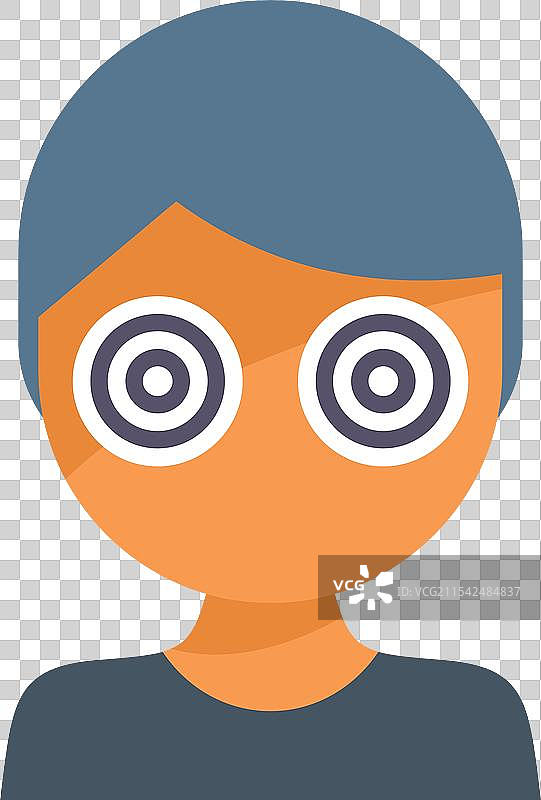 年轻男子感到头晕，眼睛呈螺旋状。图片素材