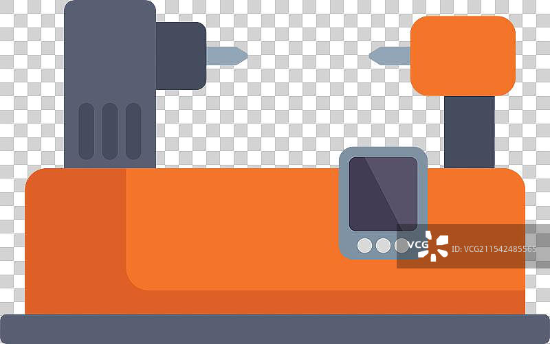 橙色台式车床正在加工金属零件图片素材