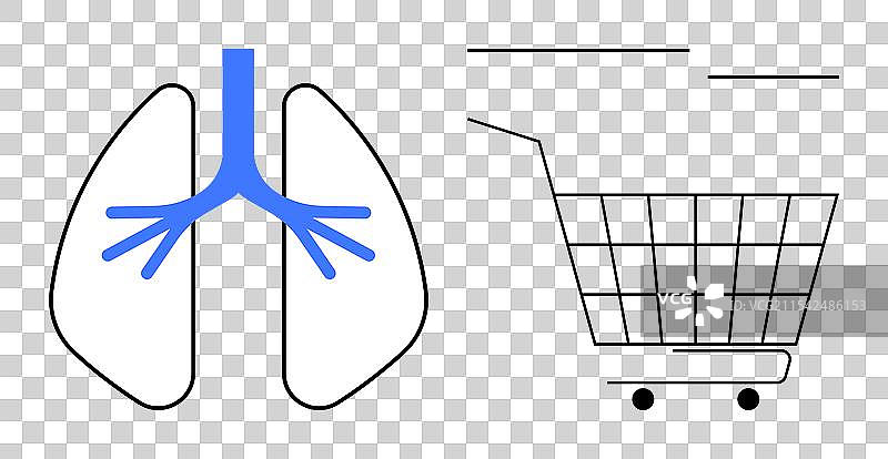 代表医疗保健的肺部和购物车图片素材