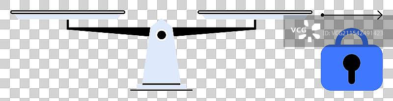 带锁的平衡秤与安全性图片素材