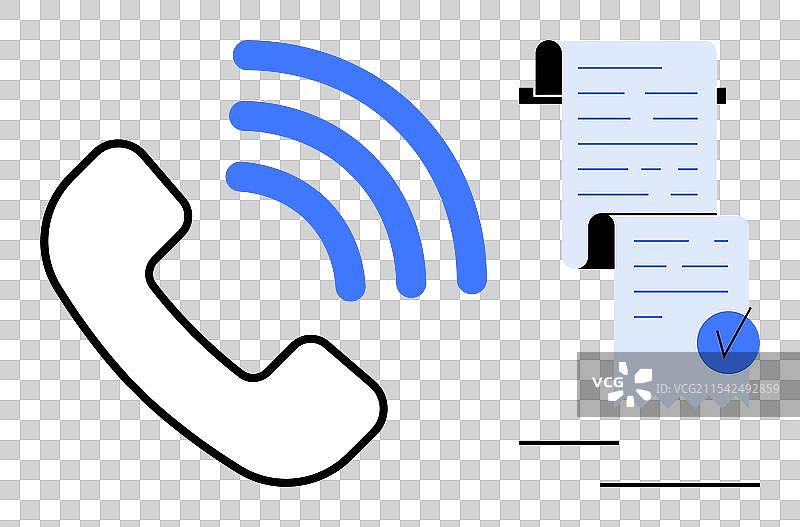 带信号波的电话听筒图片素材