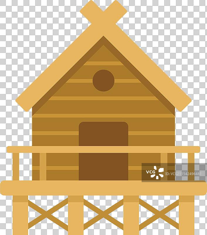 木屋架在水面上的高脚上图片素材