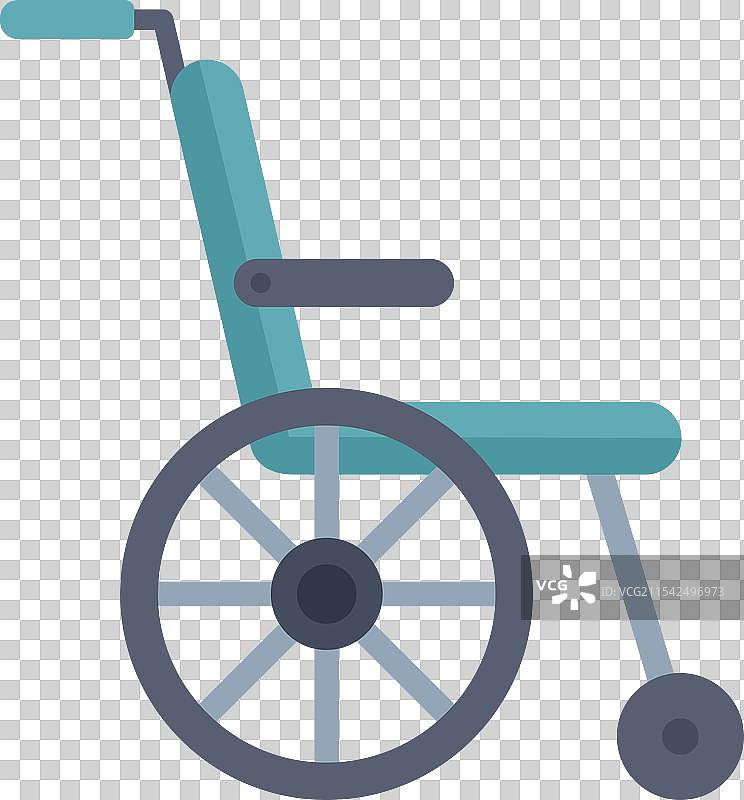 空的轮椅侧面静置在白色背景上图片素材