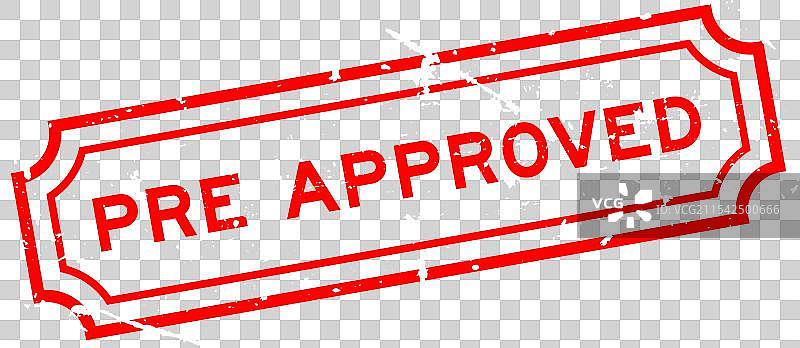 红色磨损的预先批准字样橡胶印章图片素材
