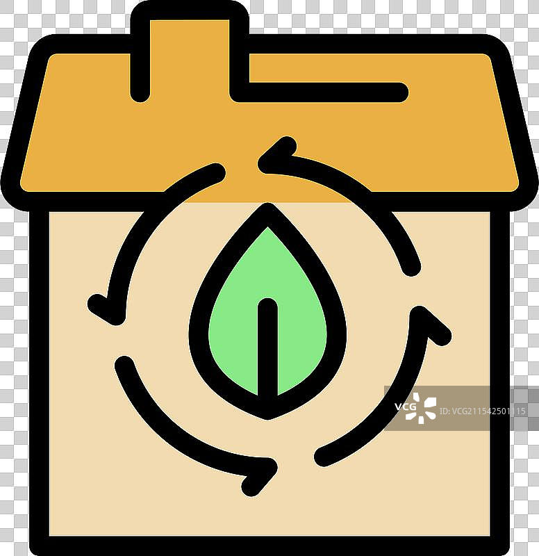 环保房屋与绿色叶子和回收标志图片素材