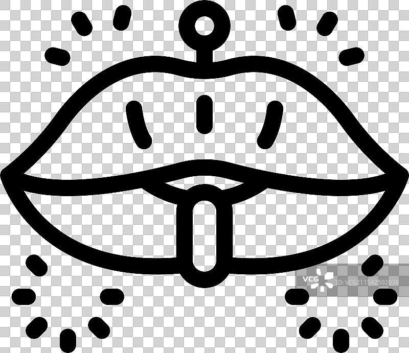 嘴唇露出舌环，周围有星星装饰图片素材