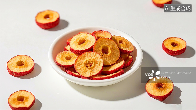 【AI数字艺术】白色瓷盘内装满一盘山楂片图片素材