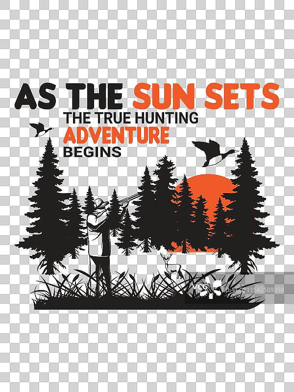 为准备好的户外爱好者设计的狩猎准备T恤图片素材