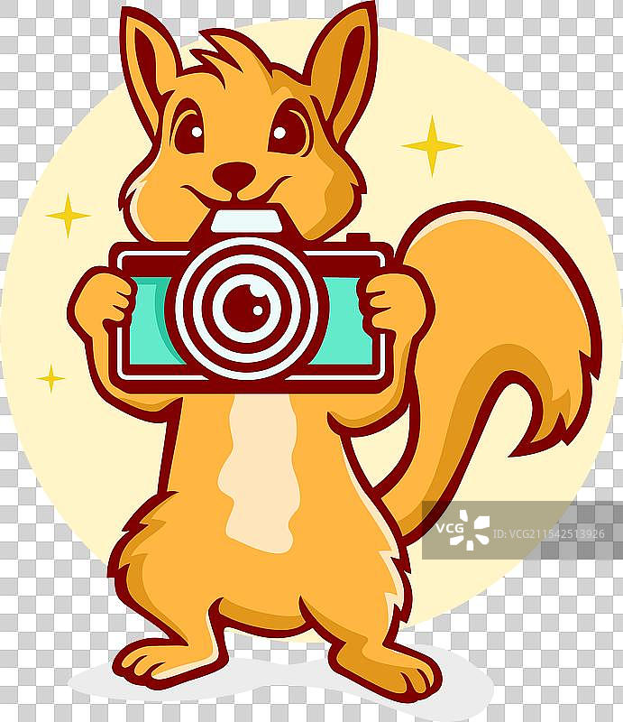 可爱的搞笑卡通松鼠拿着相机图片素材