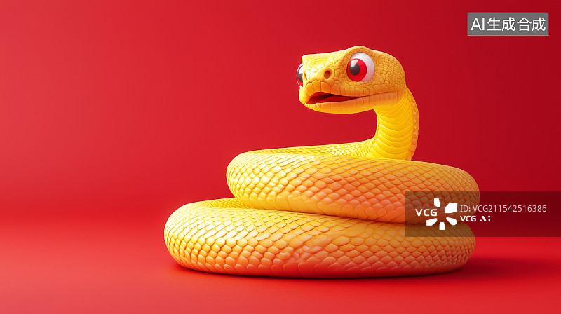 【AI数字艺术】红色背景上的黄色蛇图片素材