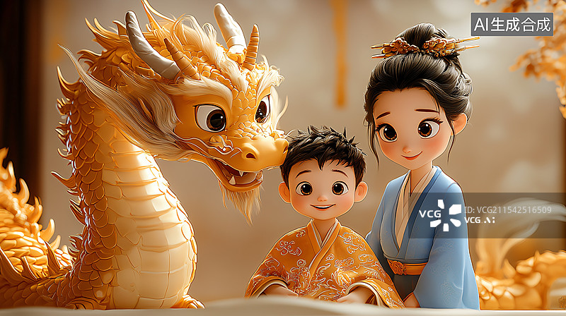 【AI数字艺术】二月二龙抬头，望子成龙图片素材