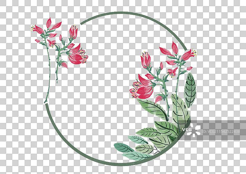 古风二十四节气花卉插画边框-处暑玉簪花图片素材