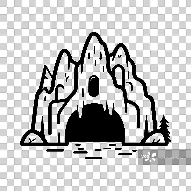 洞穴图标或现代线条符号线条艺术和图标图片素材