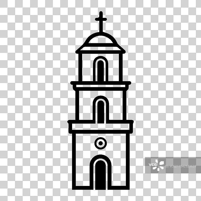 钟楼图标或现代线条符号线条艺术图片素材