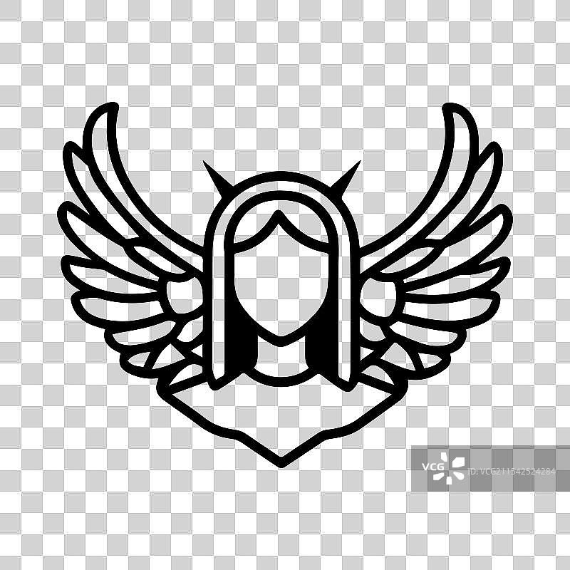 大天使图标或现代线条符号线条艺术图片素材