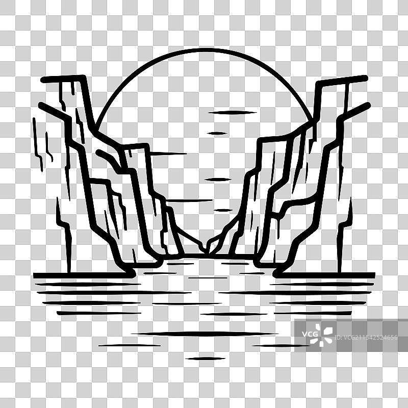 峡谷图标或现代线条符号线条艺术图片素材