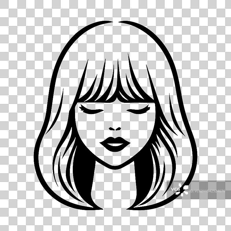 假发图标或现代线条符号线条艺术与图标图片素材