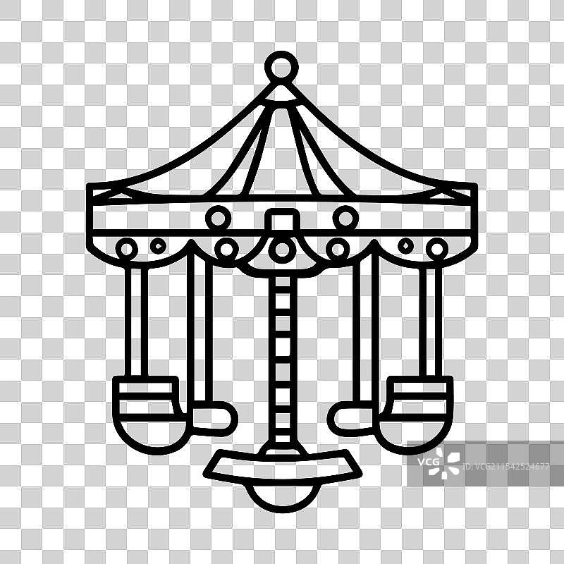 旋转木马图标或现代线条符号线条艺术图片素材