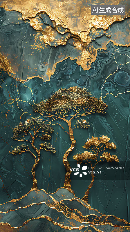 【AI数字艺术】玉石金箔大理石图案海报背景图片素材