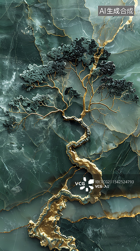 【AI数字艺术】玉石金箔大理石图案海报背景图片素材
