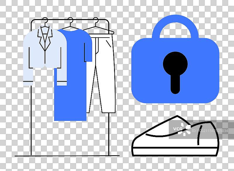 安全的衣柜，里面挂着衣物和配饰图片素材
