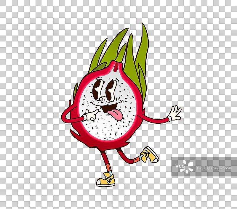 卡通复古风格的搞笑火龙果龙图片素材