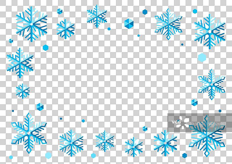 带有抽象雪花的圣诞快乐框架图片素材