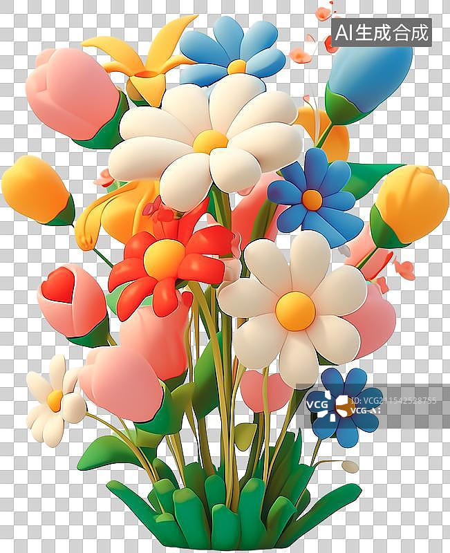 【AI数字艺术】3D卡通粘土风鲜花图片素材