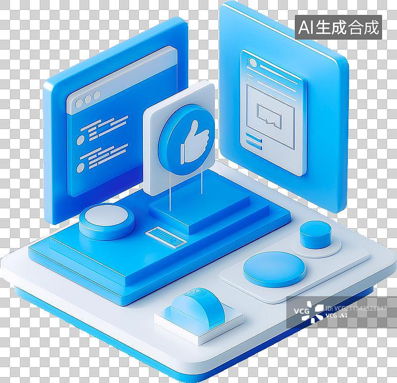 【AI数字艺术】3D蓝色互联网信息看板图标1图片素材