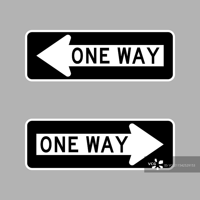 单行道标志，左箭头和右箭头图片素材