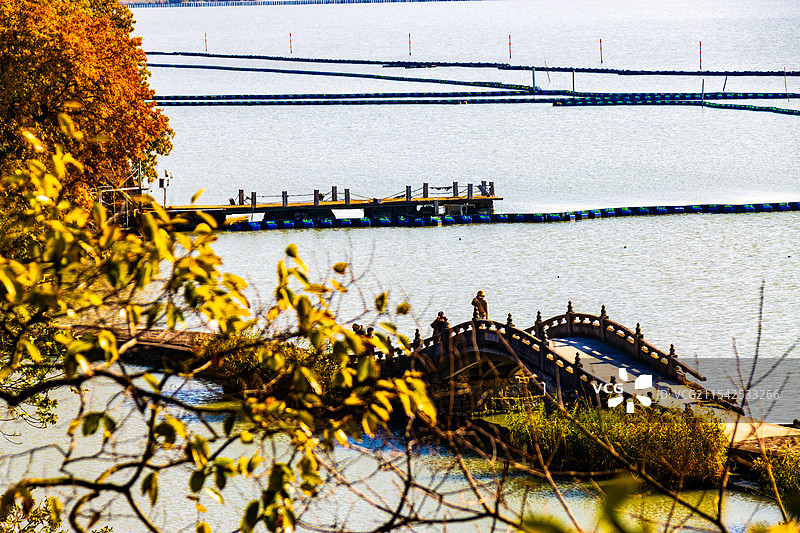 太湖鼋头渚万浪桥秋冬风光图片素材