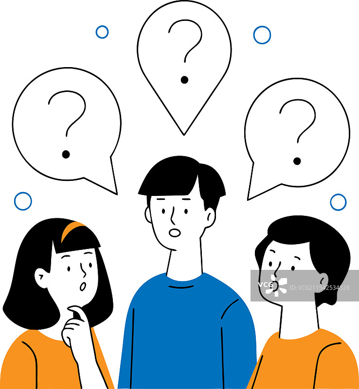 三个深思熟虑的人在思考问题图片素材