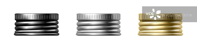 银色和金色瓶盖用于罐子图片素材