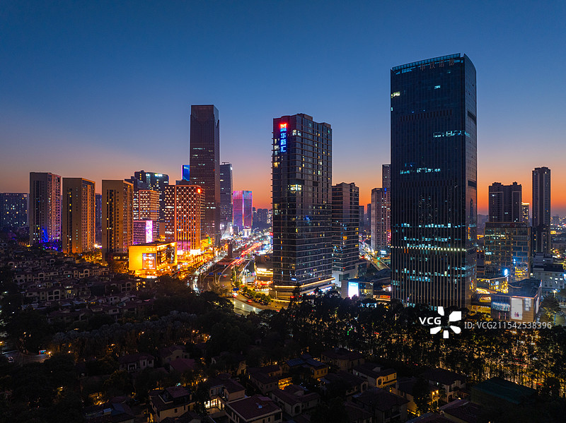 广州市番禺区万博CBD、万博商务区、长隆万博CBD城市夜景航拍图片素材