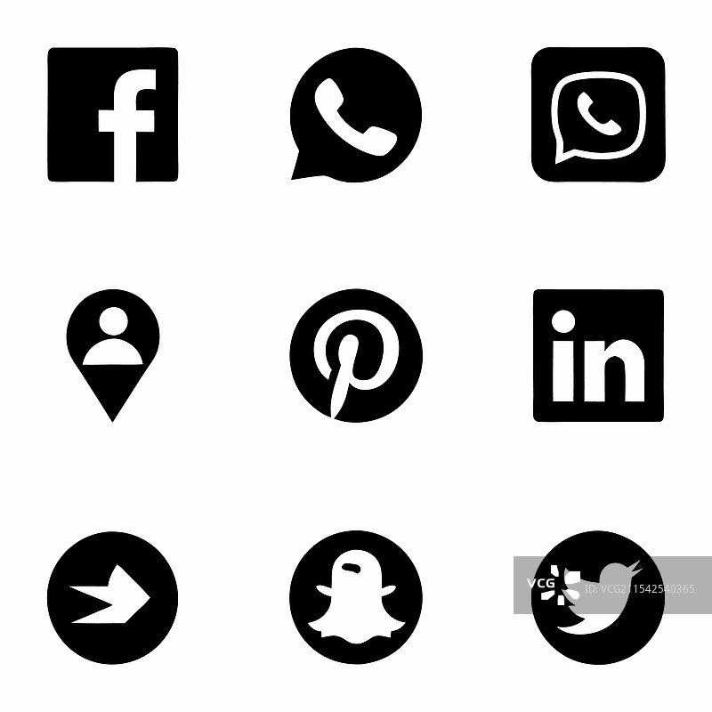 黑色流行社交媒体图标集合图片素材
