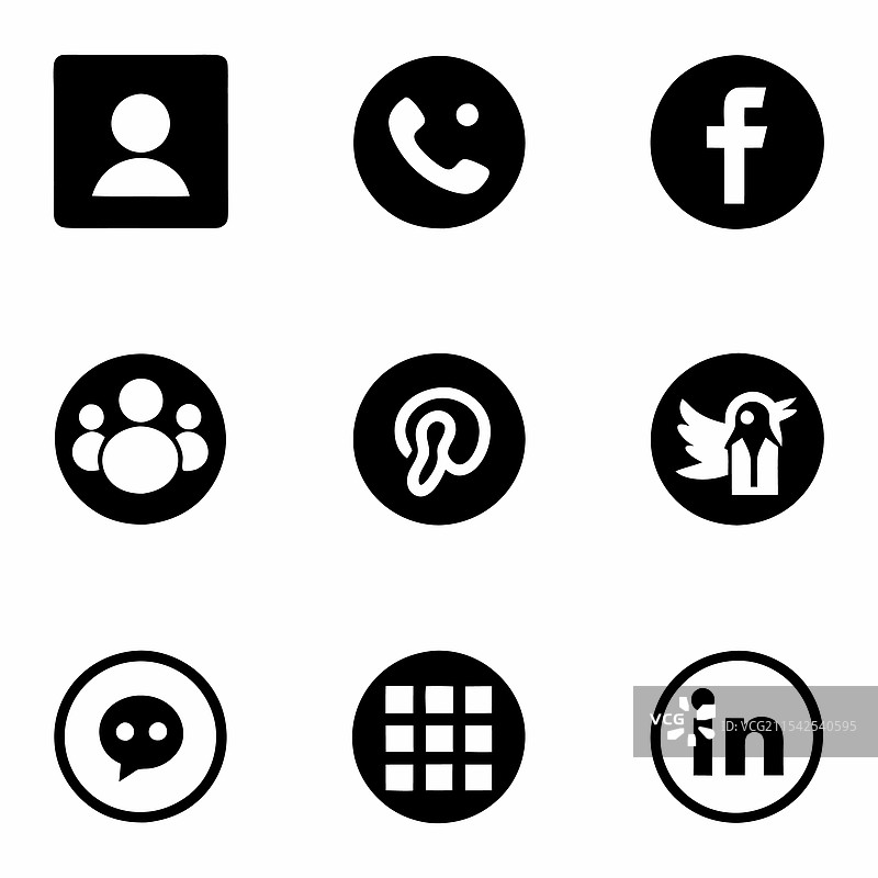 黑色流行社交媒体图标集合图片素材