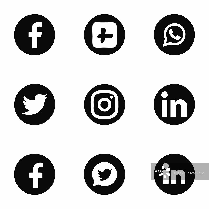 黑色流行社交媒体图标集合图片素材