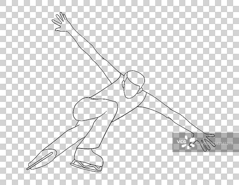 花样滑冰运动白描线稿元素图片素材