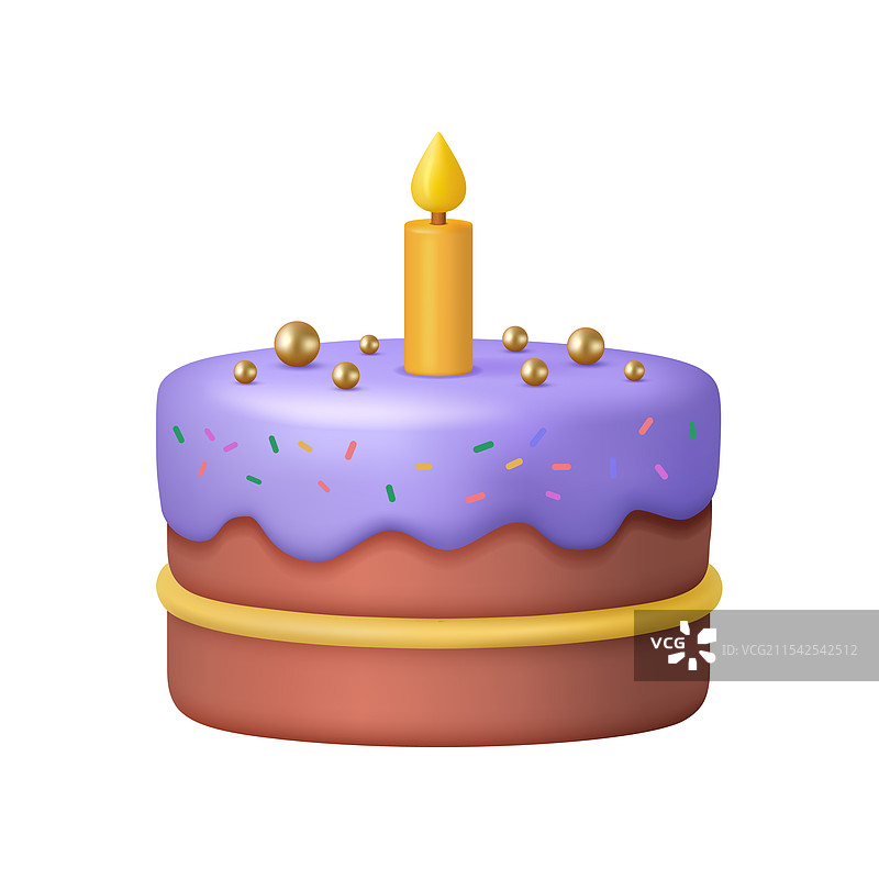 美味逼真的巧克力蛋糕上点燃了蜡烛图片素材